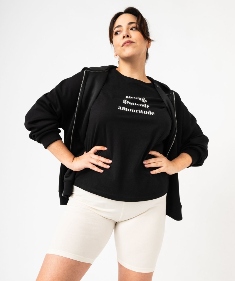 Tee-shirt à manches courtes avec message femme grande taille